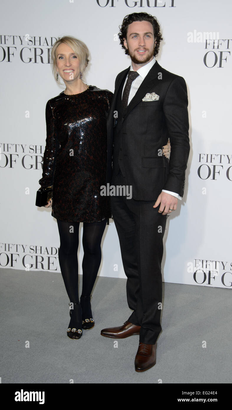 Sam Taylor-Johnson et Jamie Dornan lors de la première de 50 nuances de Grey. Banque D'Images