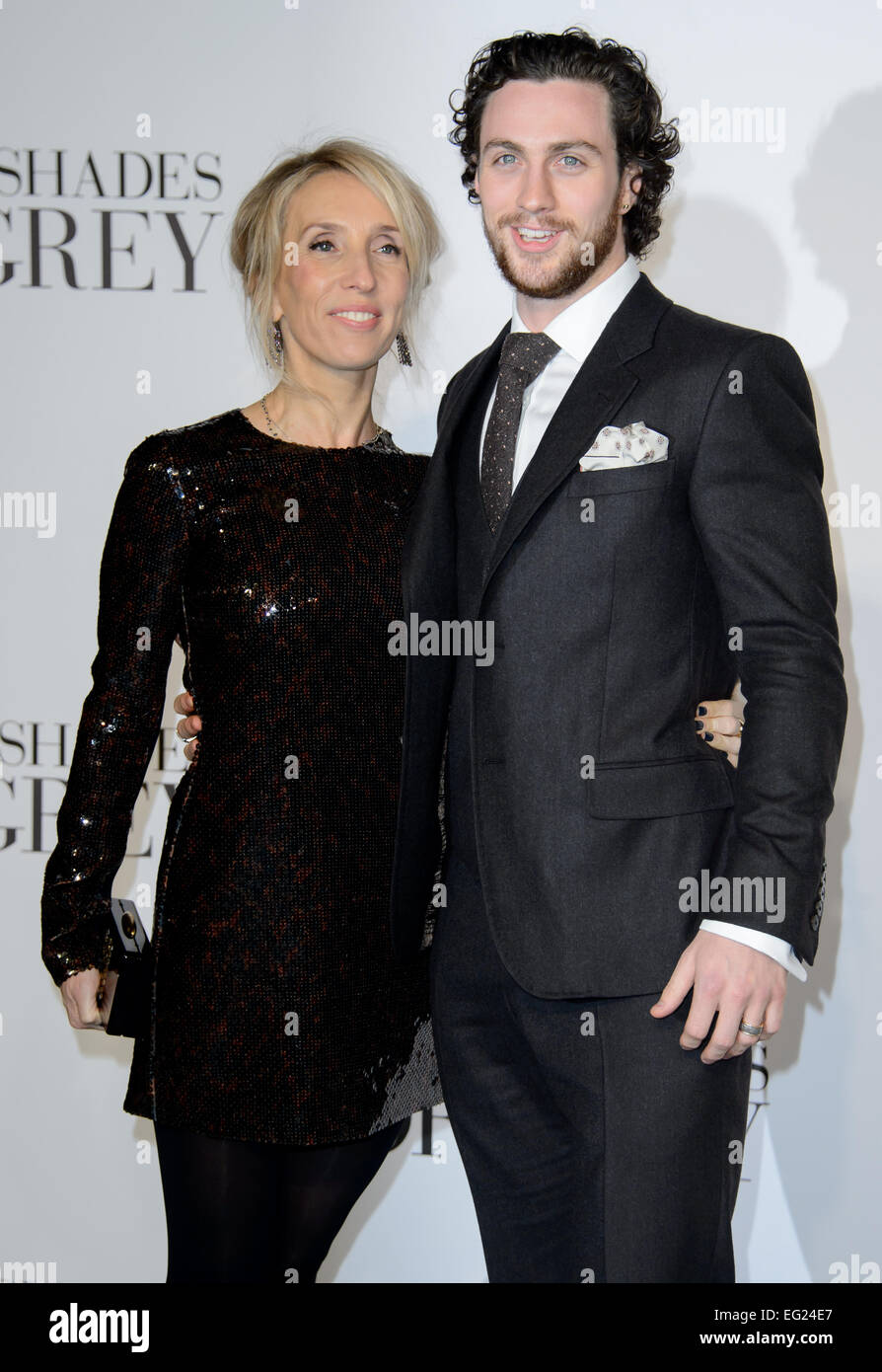 Sam Taylor-Johnson et Jamie Dornan lors de la première de 50 nuances de Grey. Banque D'Images
