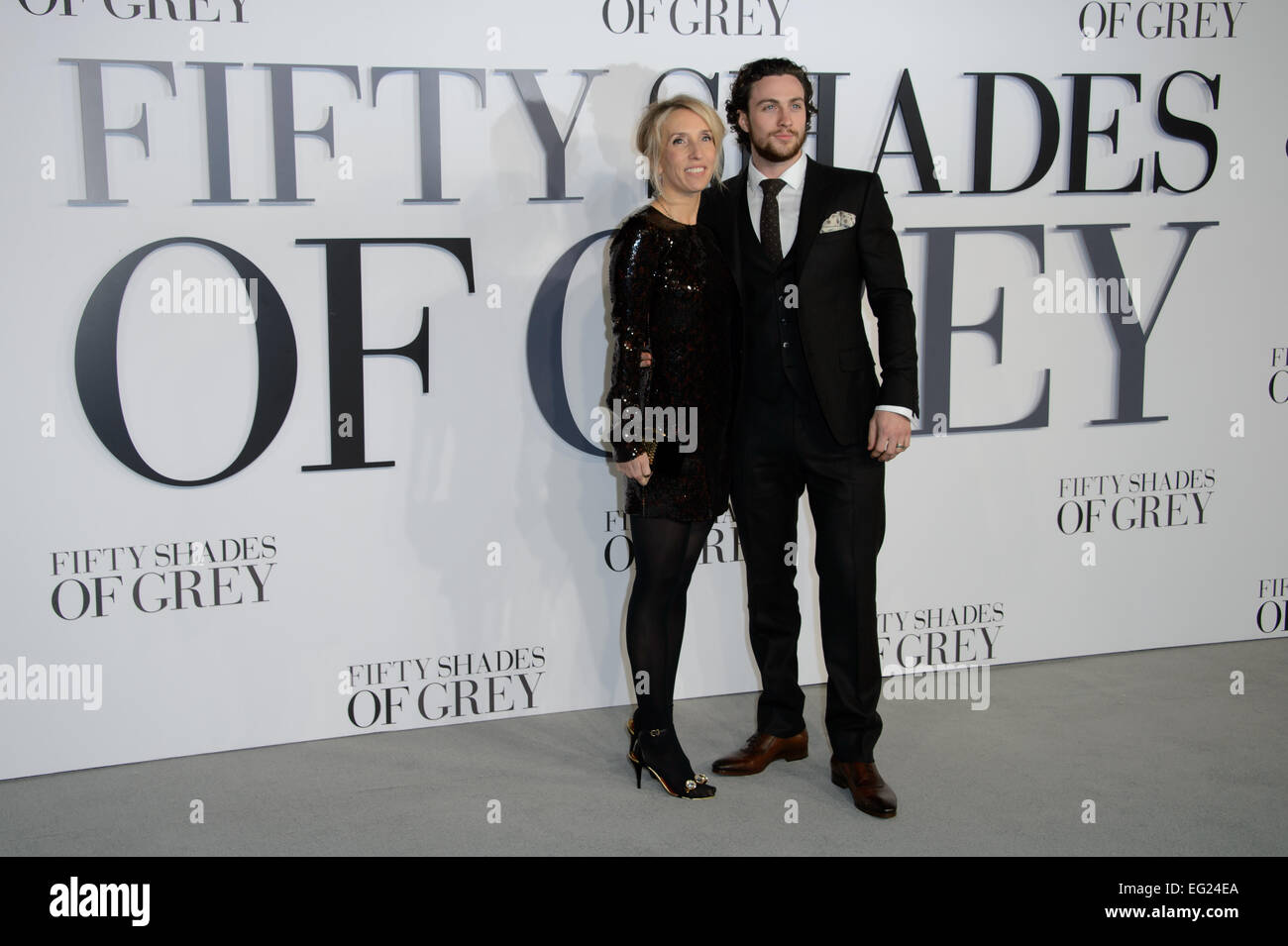 Sam Taylor-Johnson et Jamie Dornan lors de la première de 50 nuances de Grey. Banque D'Images