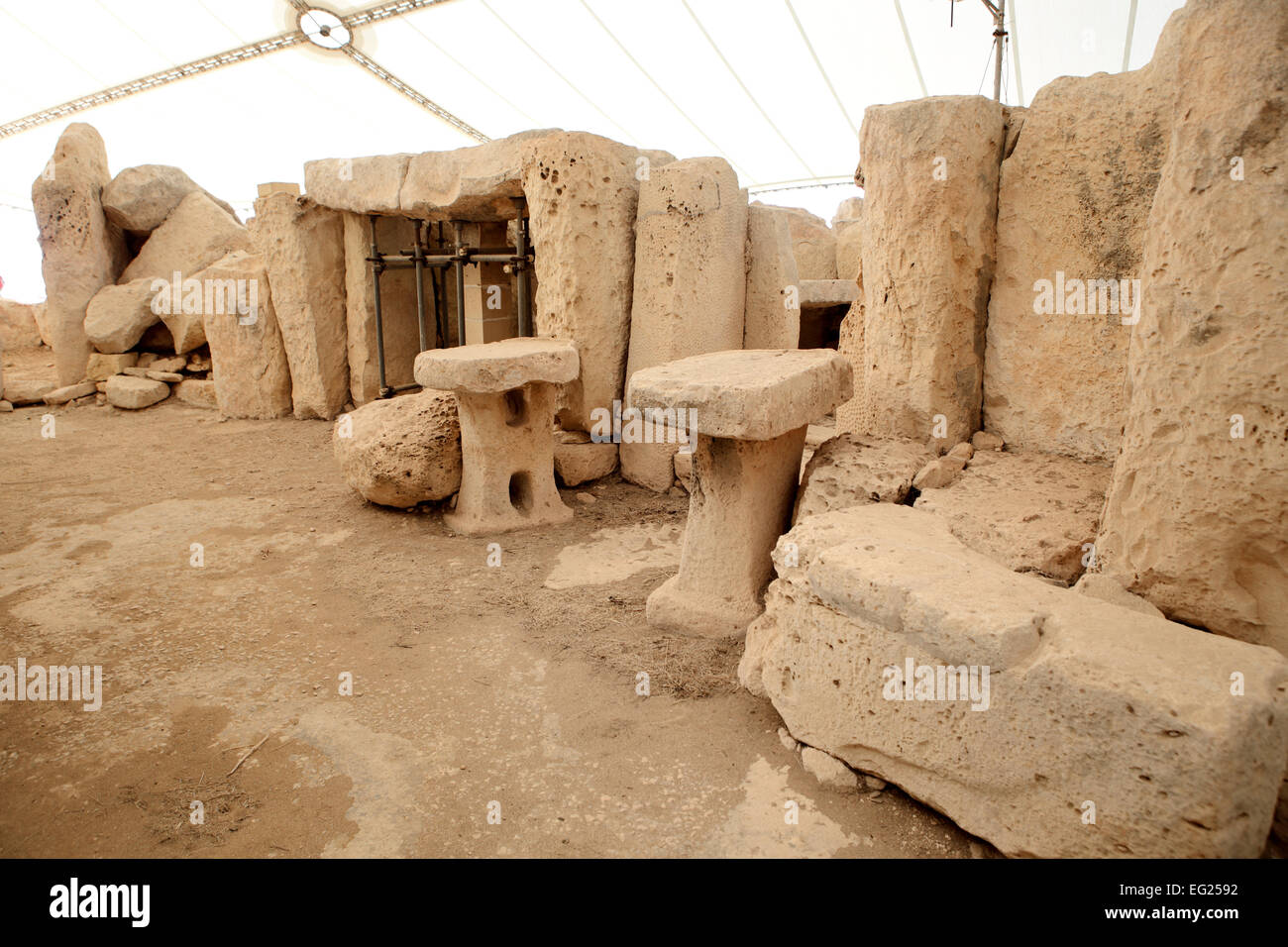 Hagar Qim, complexe du temple mégalithique, Malte Banque D'Images