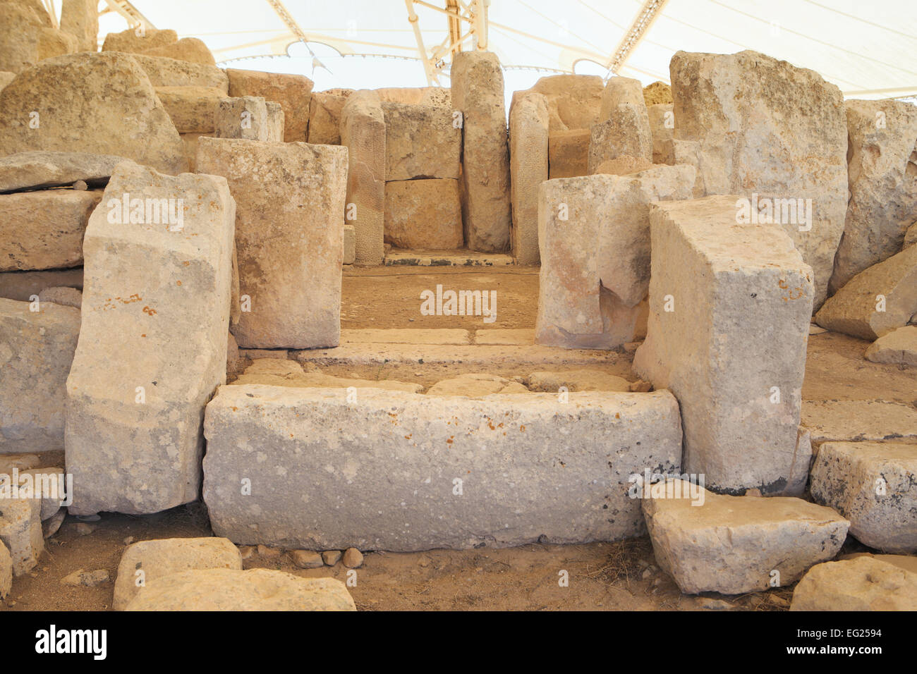 Hagar Qim, complexe du temple mégalithique, Malte Banque D'Images