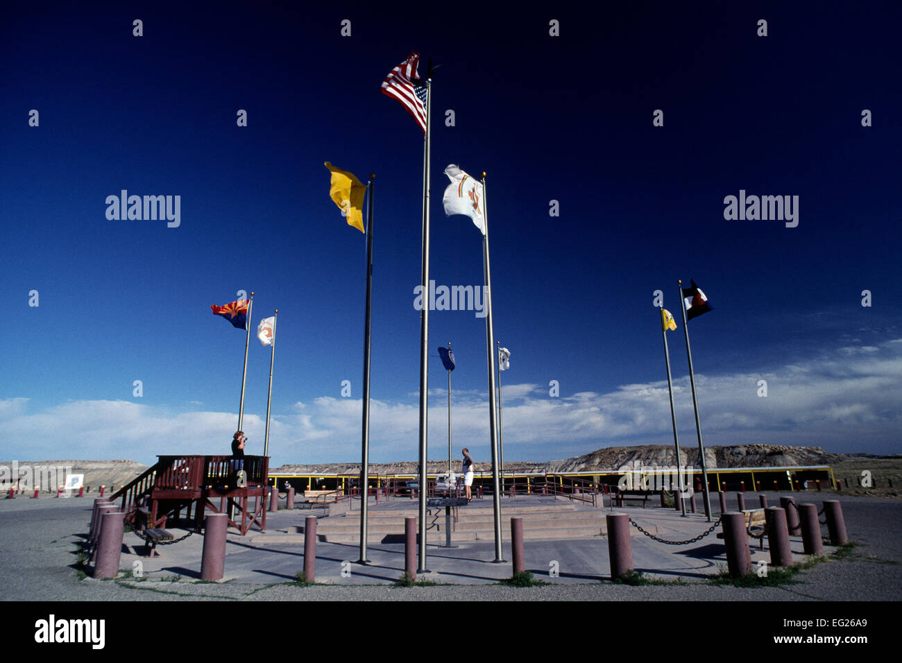USA, le monument four Corners, seul point commun à four State Corners, Utah, Colorado, Arizona, Nouveau Mexique Banque D'Images