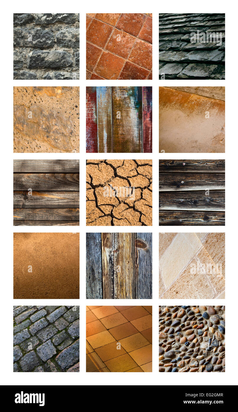 Collage de textures et fonds naturel marron Banque D'Images