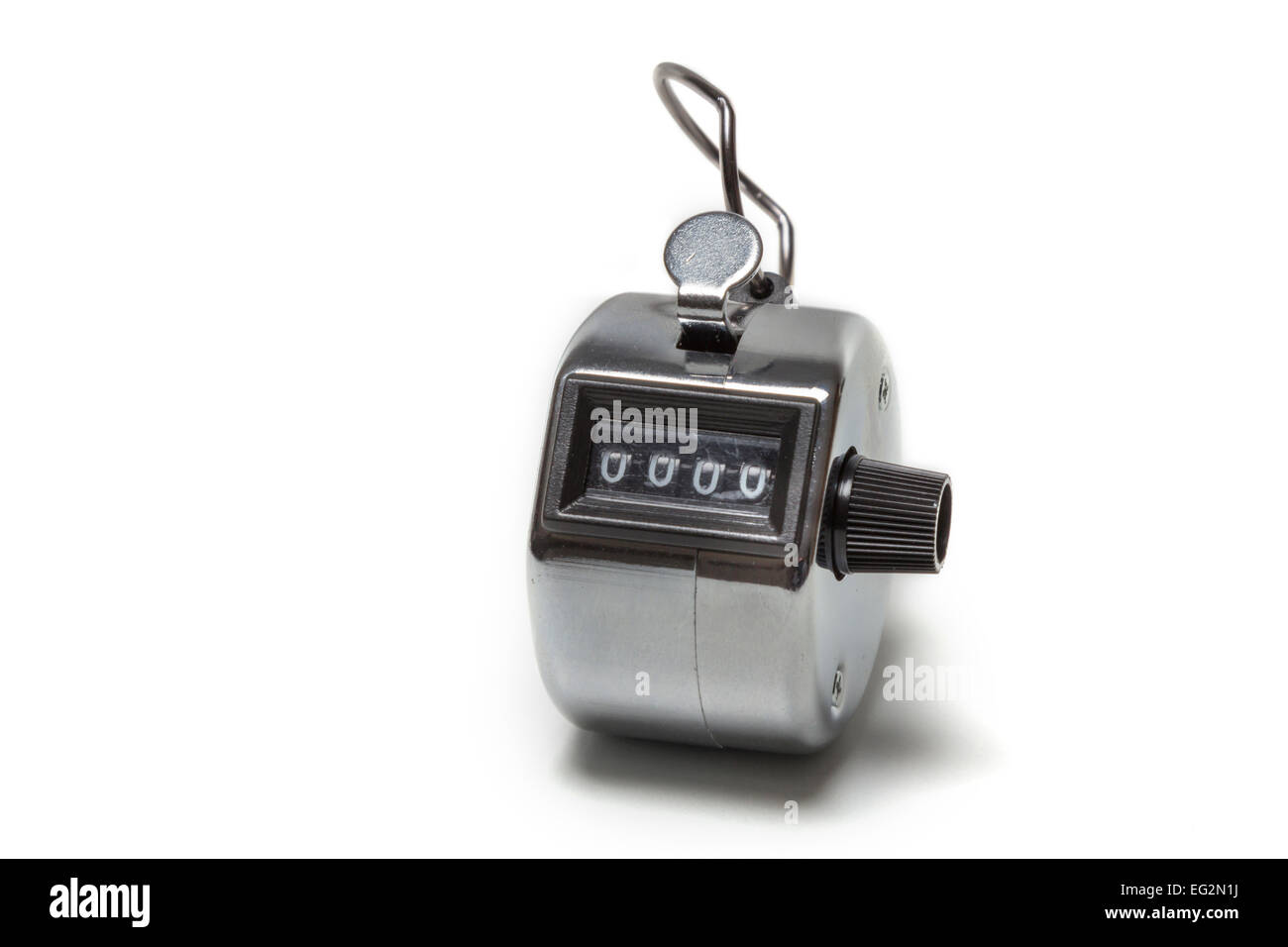 Cliquez sur Tally counter montrant 0000 isolé sur fond blanc Banque D'Images