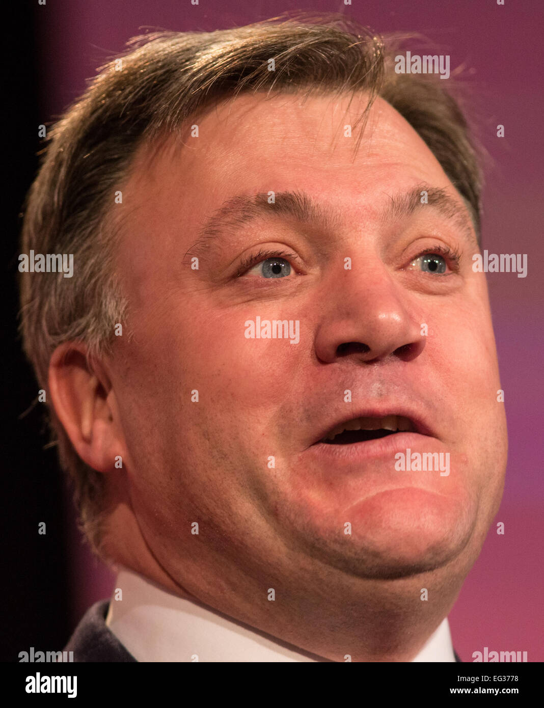 Ed Balls traite de la Chambre de Commerce britannique à Londres Banque D'Images