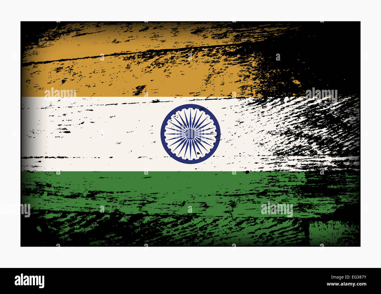 Un drapeau de l'Inde conception grunge isolé sur fond blanc Banque D'Images