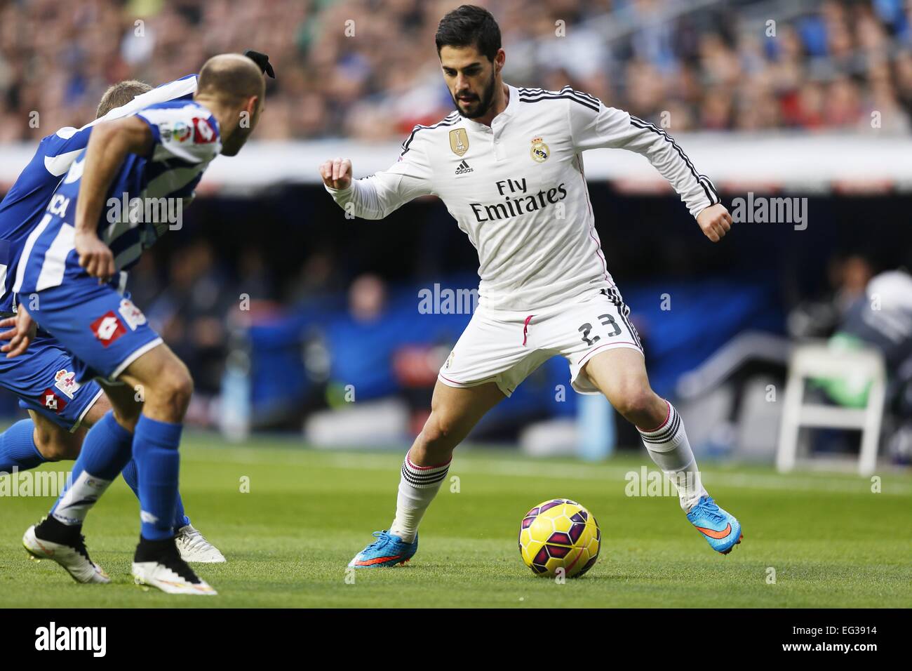 Madrid, Espagne. Feb 14, 2015. Isco (Real) Football/soccer : espagnol 'Liga BBVA' match entre le Real Madrid CF 2-0 RC Deportivo au Santiago Bernabeu à Madrid, Espagne . Credit : Mutsu Kawamori/AFLO/Alamy Live News Banque D'Images