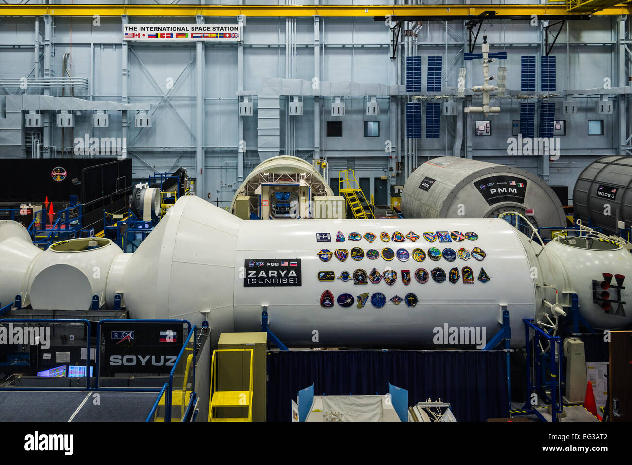 Simulateur du module Soyouz russe de la Station spatiale internationale. NASA Johnson Space Center, Houston, Texas, USA. Banque D'Images