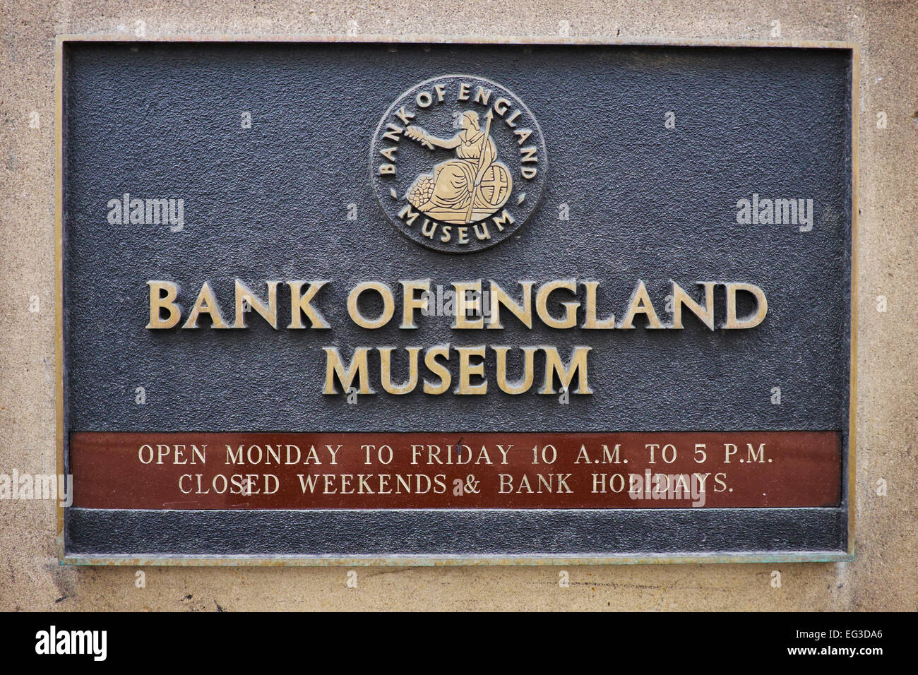 Banque d'Angleterre Plaque Musée Barthélemy Lane Ville de London UK Banque D'Images