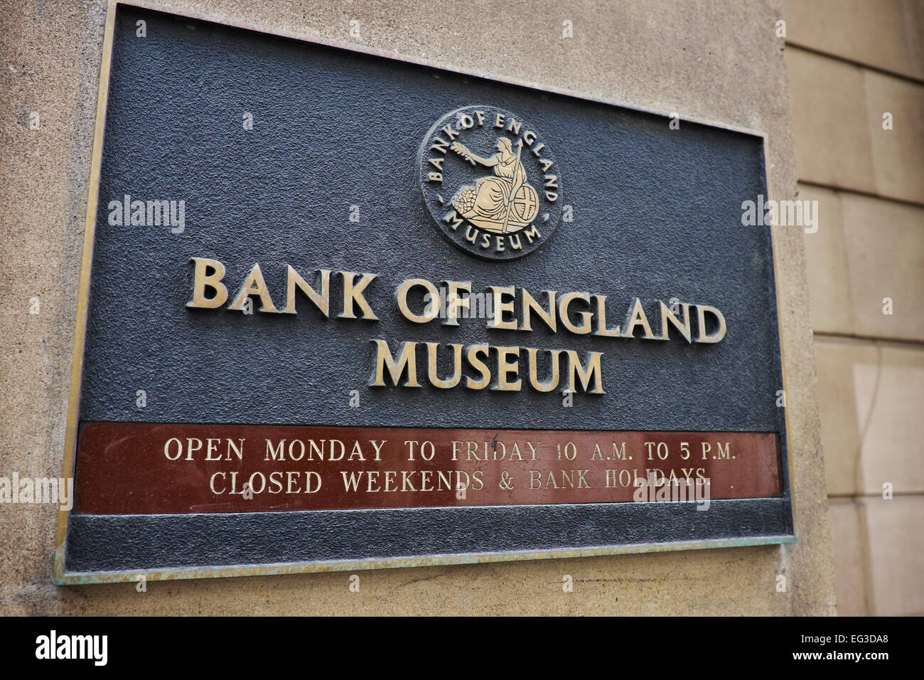 Banque d'Angleterre Plaque Musée Barthélemy Lane Ville de London UK Banque D'Images