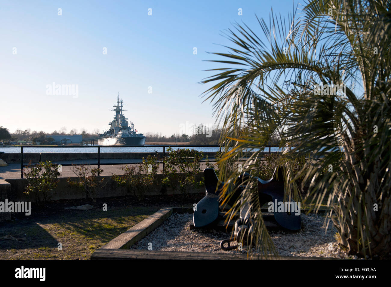 Le cuirassé USS North Carolina l 'eau' Street, Wilmington, Caroline du Nord. Banque D'Images