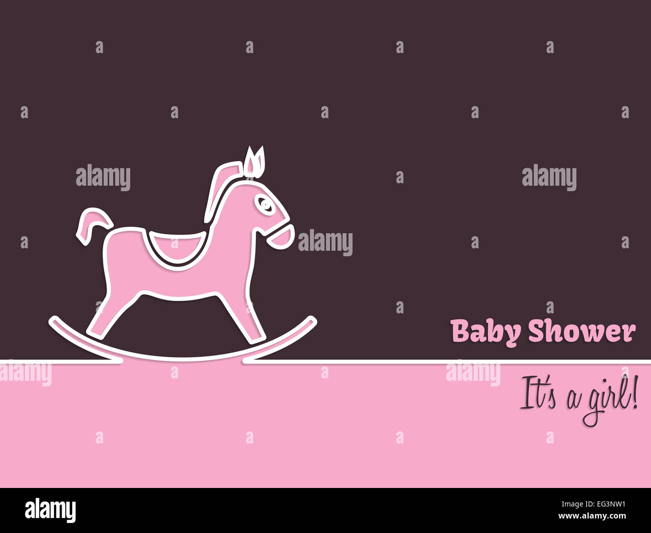Nouveau-né rose design carte de vœux à cheval Banque D'Images