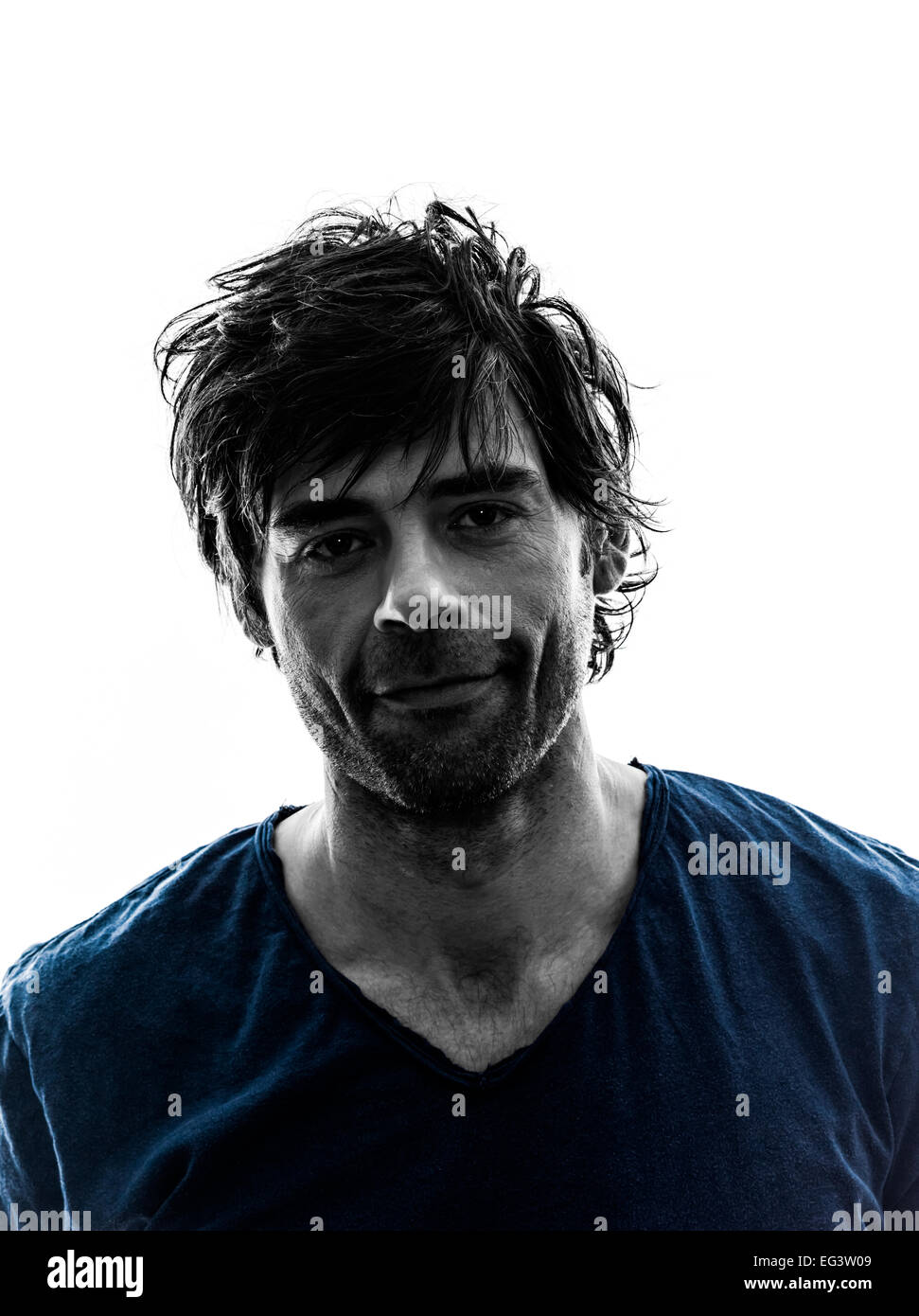 Un homme beau chaumes élégant man smiling portrait sur fond blanc Banque D'Images