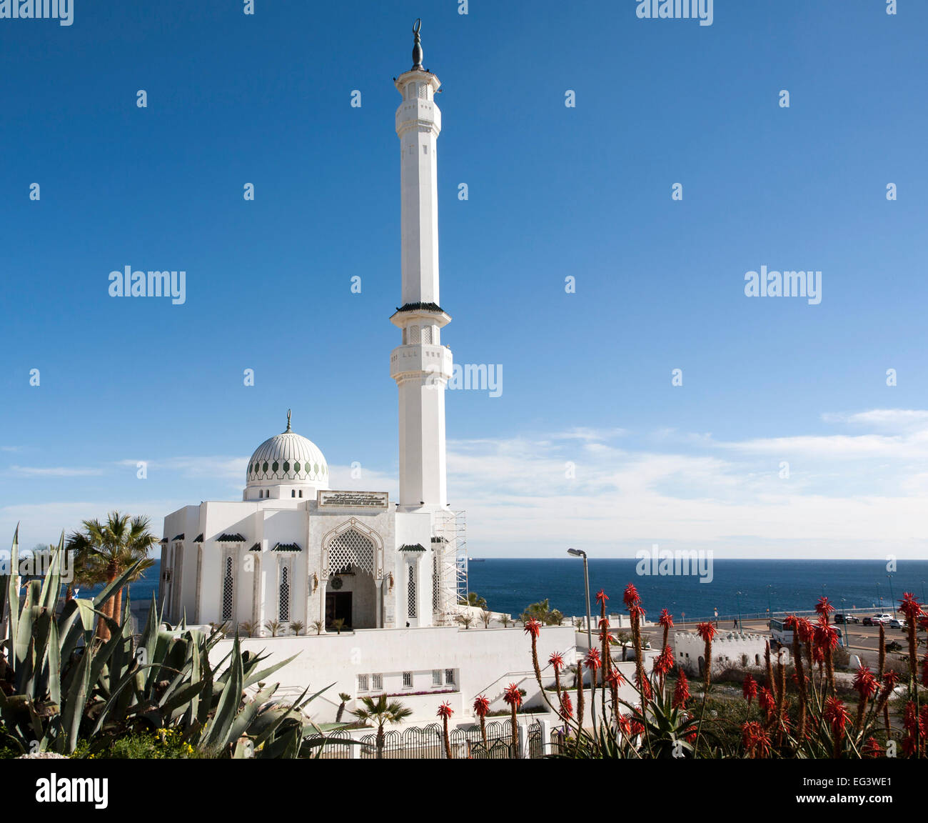 Mosquée du Gardien des deux saintes mosquées, Europa Point, Gibraltar, territoire britannique d'outre-mer dans le sud de l'Europe Banque D'Images