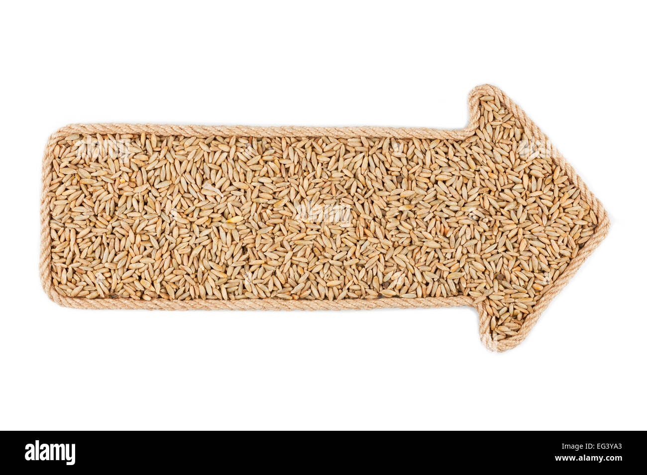 Faites de corde flèche avec le seigle, sur un fond blanc Banque D'Images