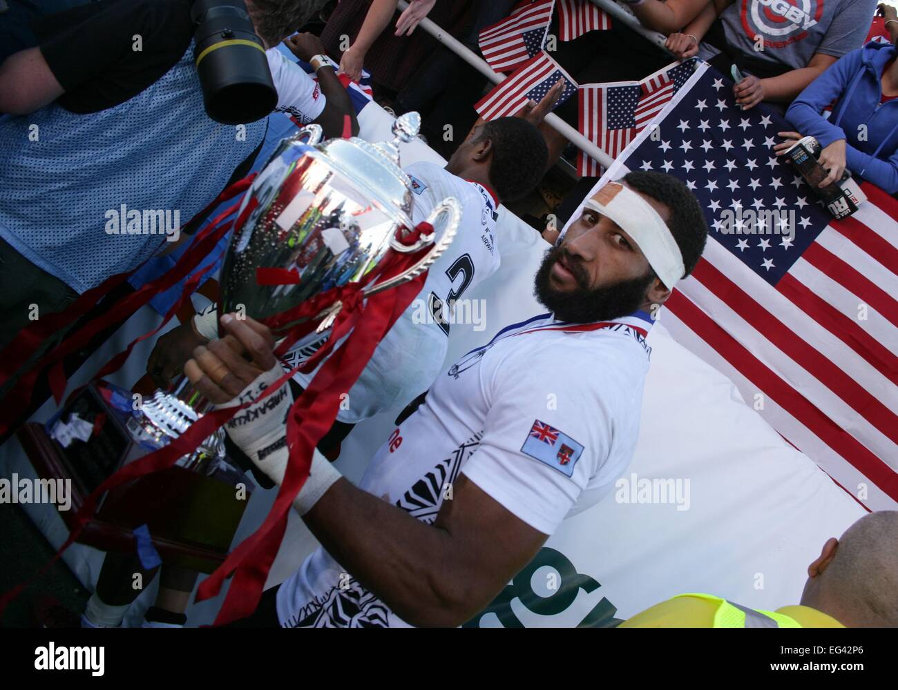 Las Vegas, NV, USA. Feb 15, 2015. Sitiveni Waqa présents pour 2015 USA Tournoi international de rugby à VII - SUN, Sam Boyd Stadium, Las Vegas, NV le 15 février 2015. Credit : James Atoa/Everett Collection/Alamy Live News Banque D'Images