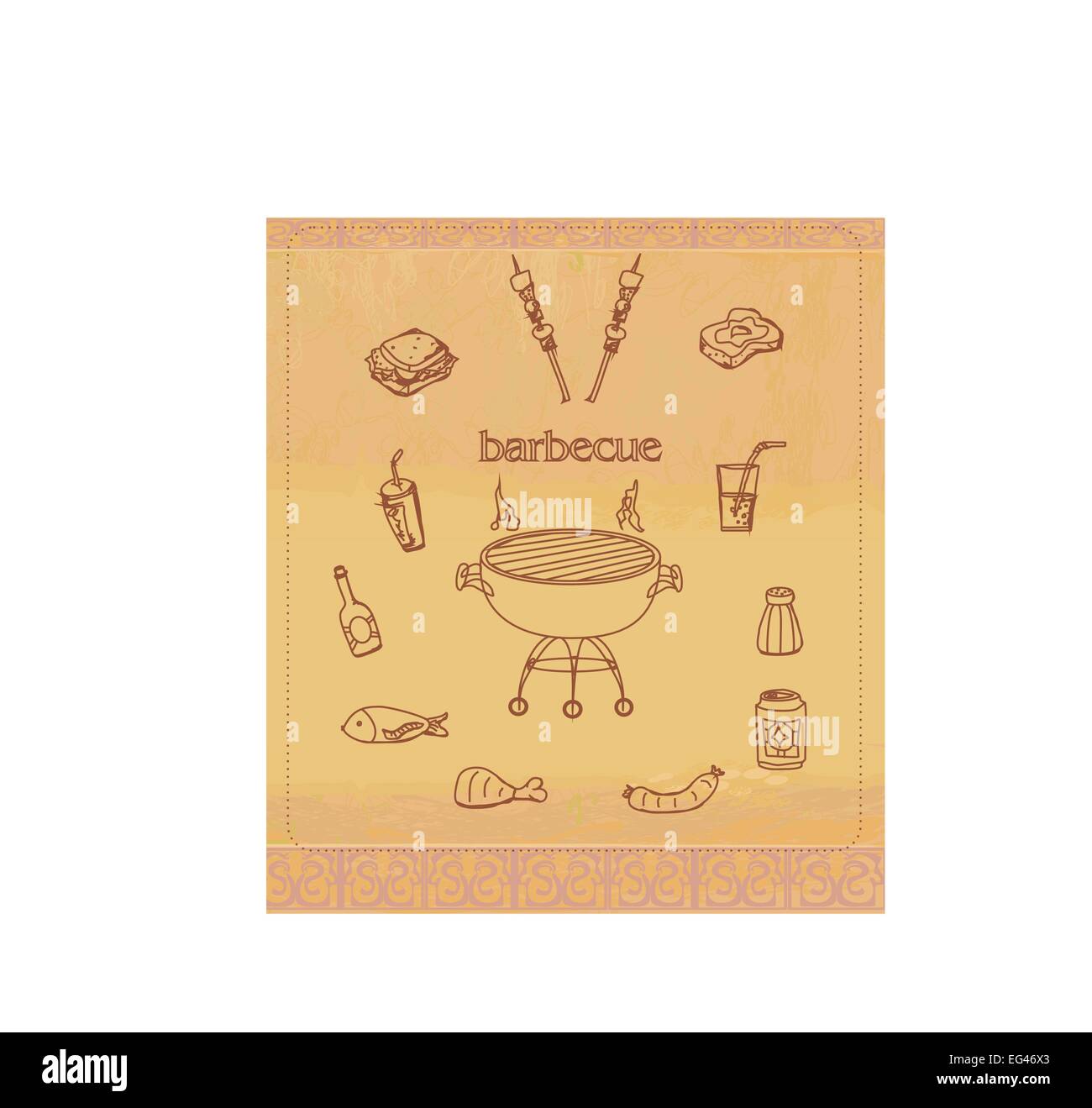 Barbecue Party Invitation Vintage Illustration de Vecteur