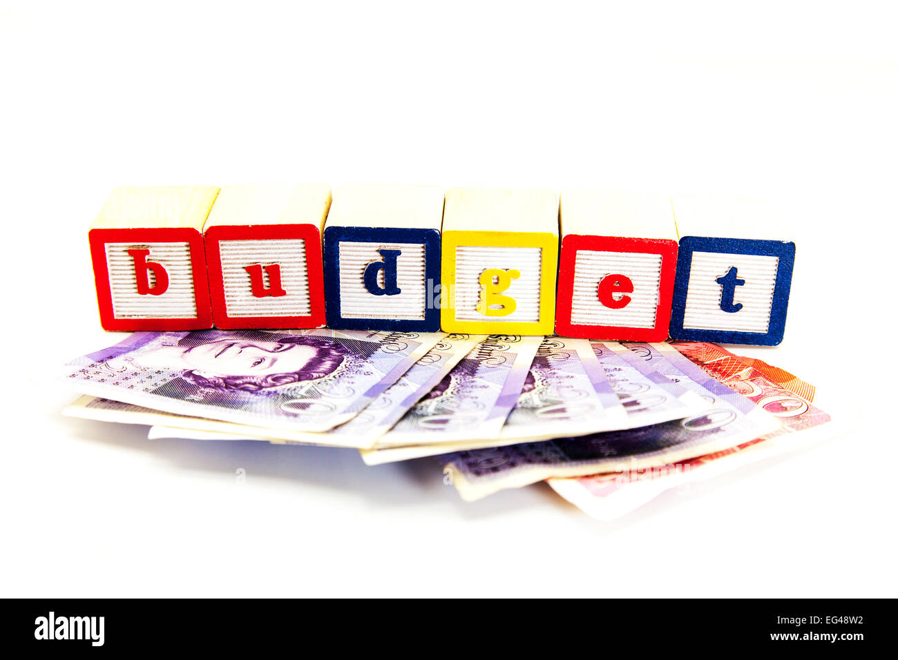 Le budget de trésorerie l'argent des fonds du gouvernement de gérer les dépenses du fonds de l'espace de copie fond blanc Banque D'Images