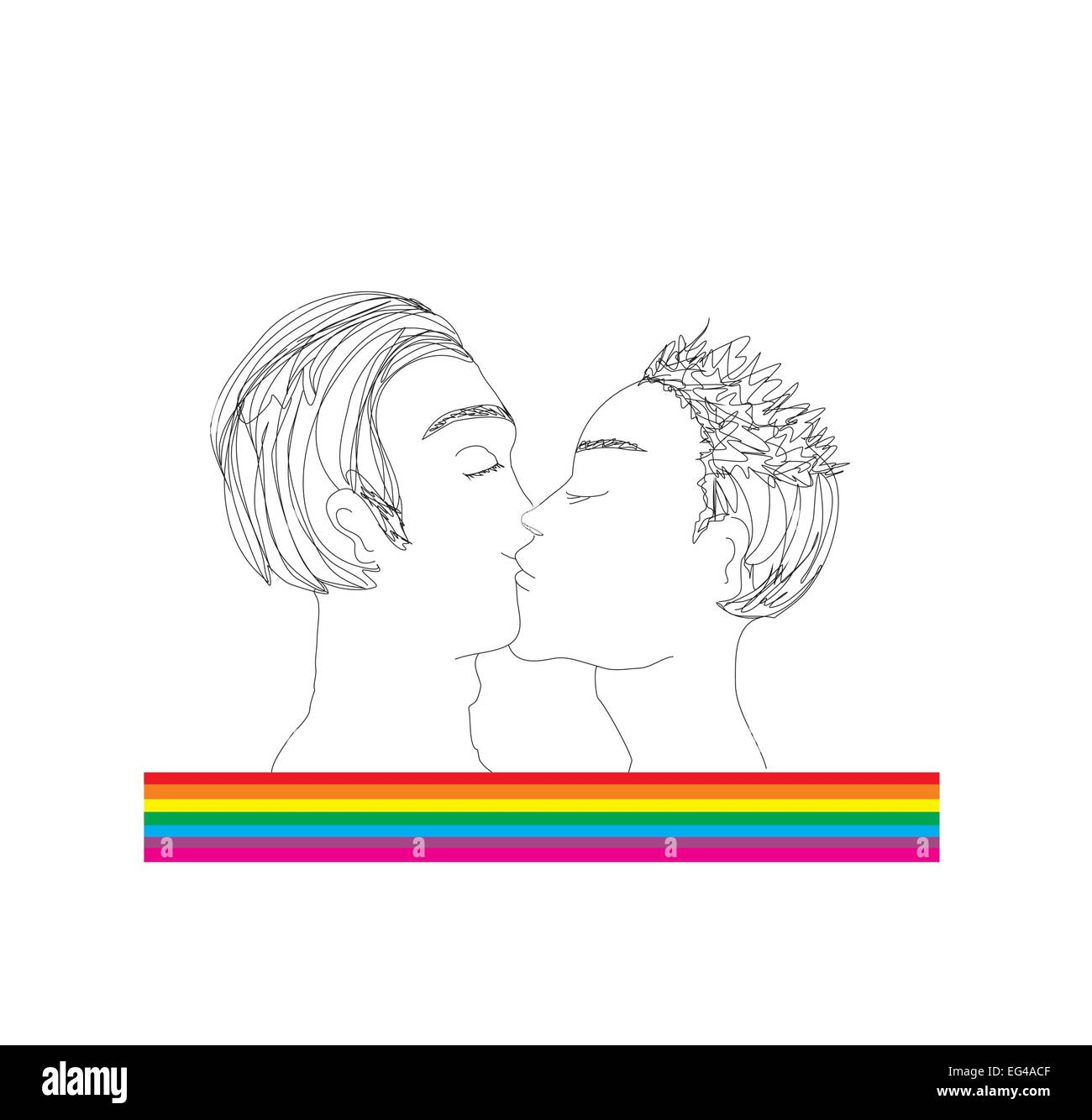 Dessin De Deux Personne Qui S embrasse Deux hommes qui s'embrassent Image Vectorielle Stock - Alamy