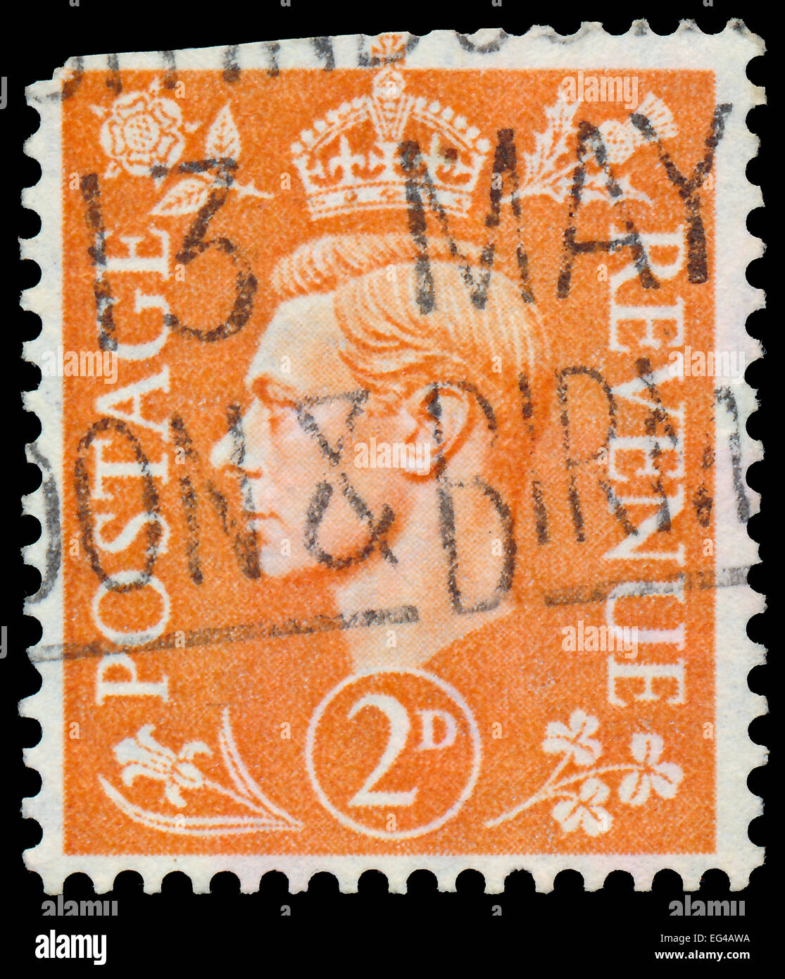 UK - circa 1950 : timbre imprimé au Royaume-Uni montre l'image de George VI (Albert Frederick Arthur George) était le roi des ROI Banque D'Images