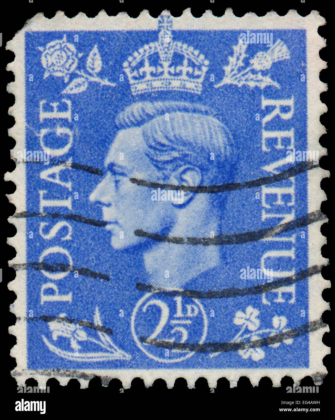 UK - circa 1950 : timbre imprimé au Royaume-Uni montre l'image de George VI (Albert Frederick Arthur George) était le roi des ROI Banque D'Images