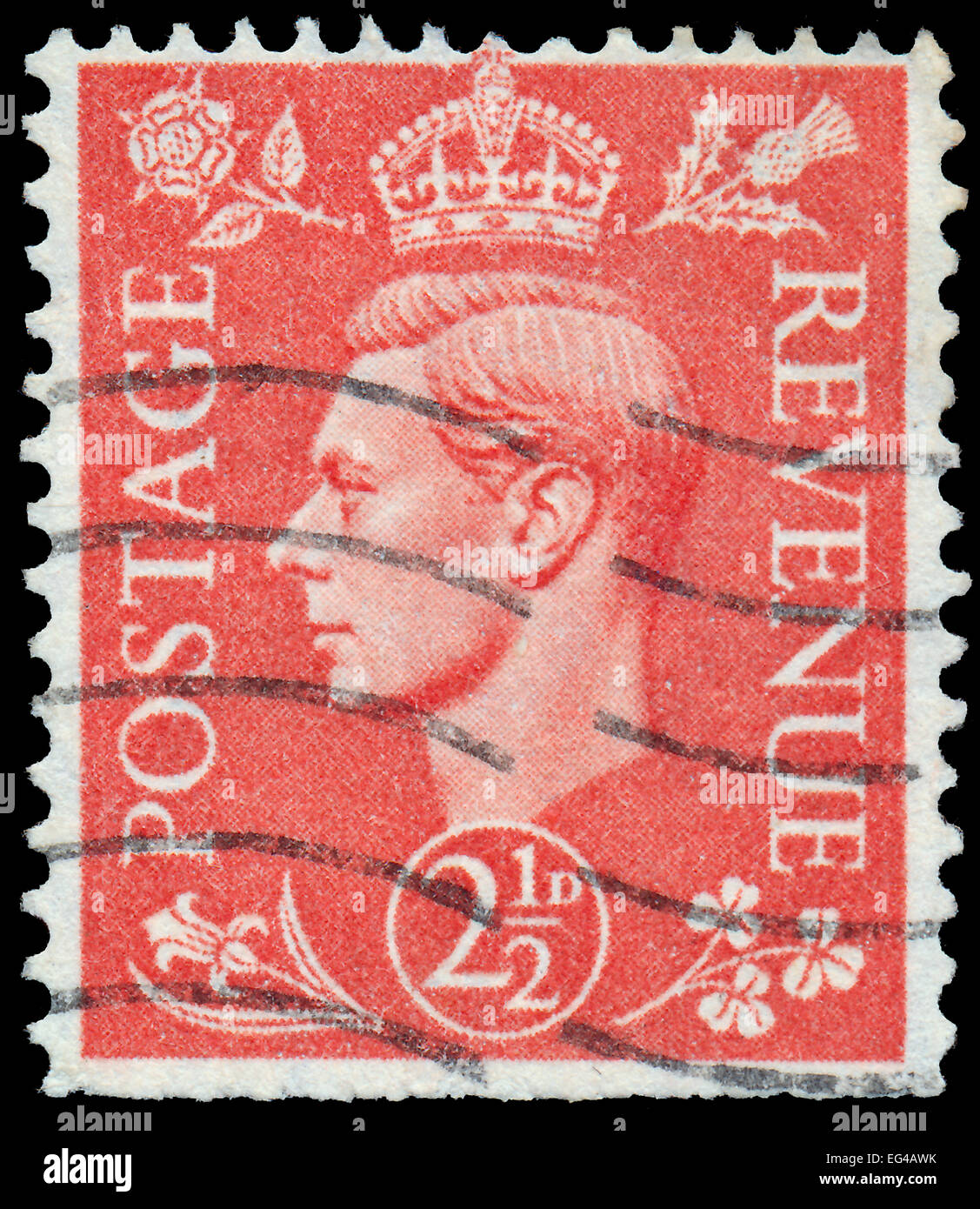 UK - circa 1950 : timbre imprimé au Royaume-Uni montre l'image de George VI (Albert Frederick Arthur George) était le roi des ROI Banque D'Images