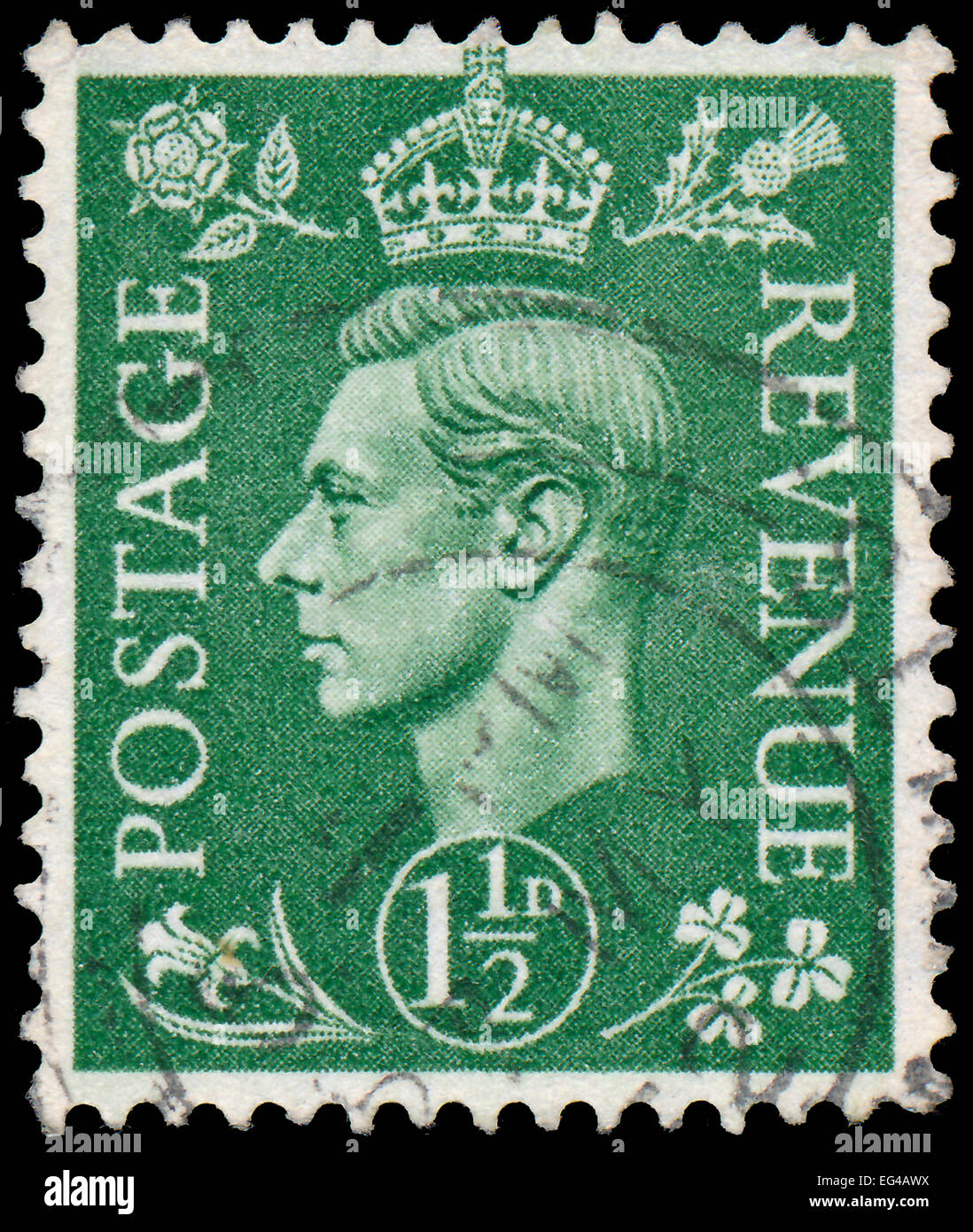 UK - circa 1950 : timbre imprimé au Royaume-Uni montre l'image de George VI (Albert Frederick Arthur George) était le roi des ROI Banque D'Images