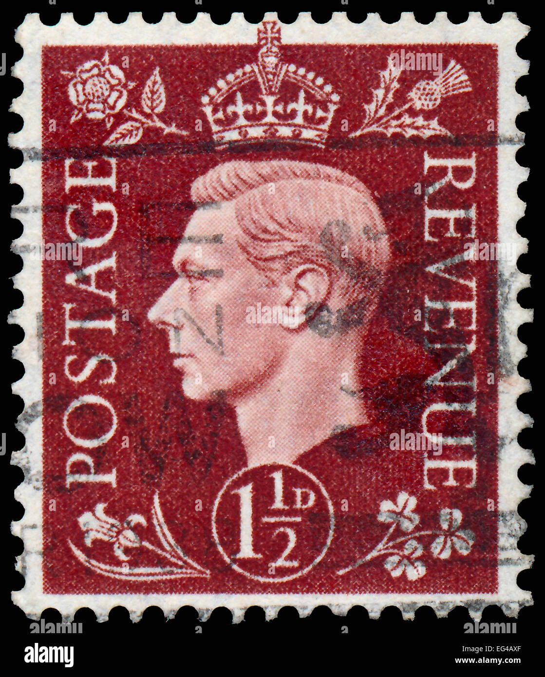 UK - circa 1950 : timbre imprimé au Royaume-Uni montre l'image de George VI (Albert Frederick Arthur George) était le roi des ROI Banque D'Images