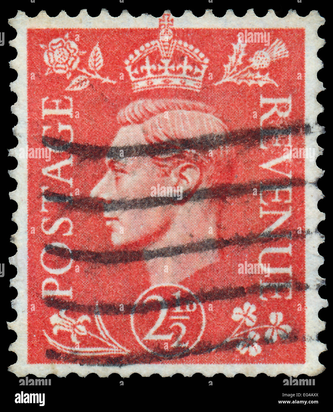 UK - circa 1950 : timbre imprimé au Royaume-Uni montre l'image de George VI (Albert Frederick Arthur George) était le roi des ROI Banque D'Images