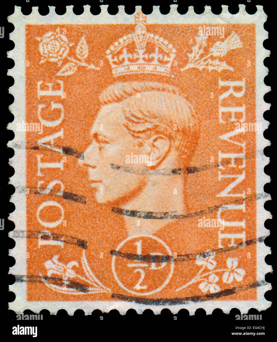UK - circa 1950 : timbre imprimé au Royaume-Uni montre l'image de George VI (Albert Frederick Arthur George) était le roi des ROI Banque D'Images