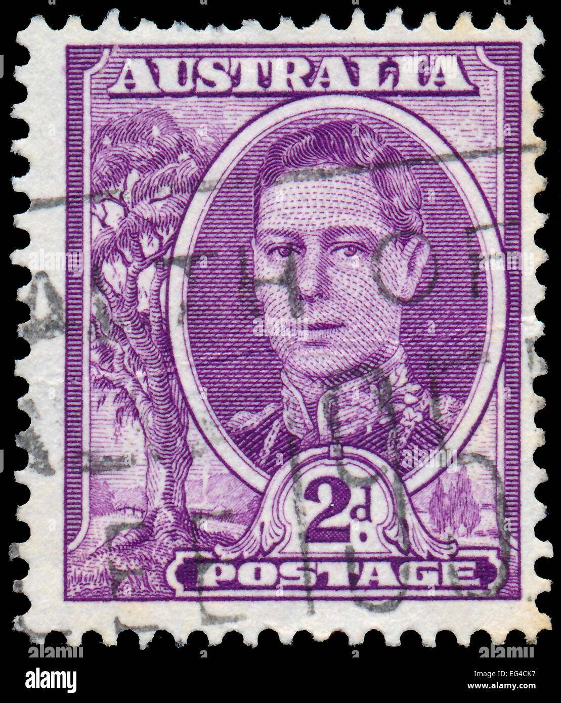 L'AUSTRALIE - circa 1944 : timbre-poste imprimé en Australie montre Roi du Royaume-Uni et les Dominions britanniques, et l'Emper Banque D'Images