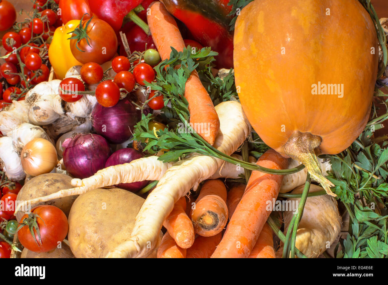 Assortiment de légumes frais close up. Banque D'Images