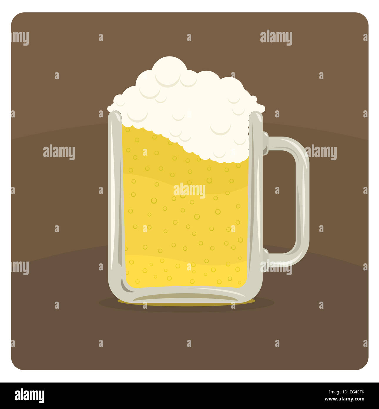 Vector illustration of beer mug avec mousse écumeuse Banque D'Images