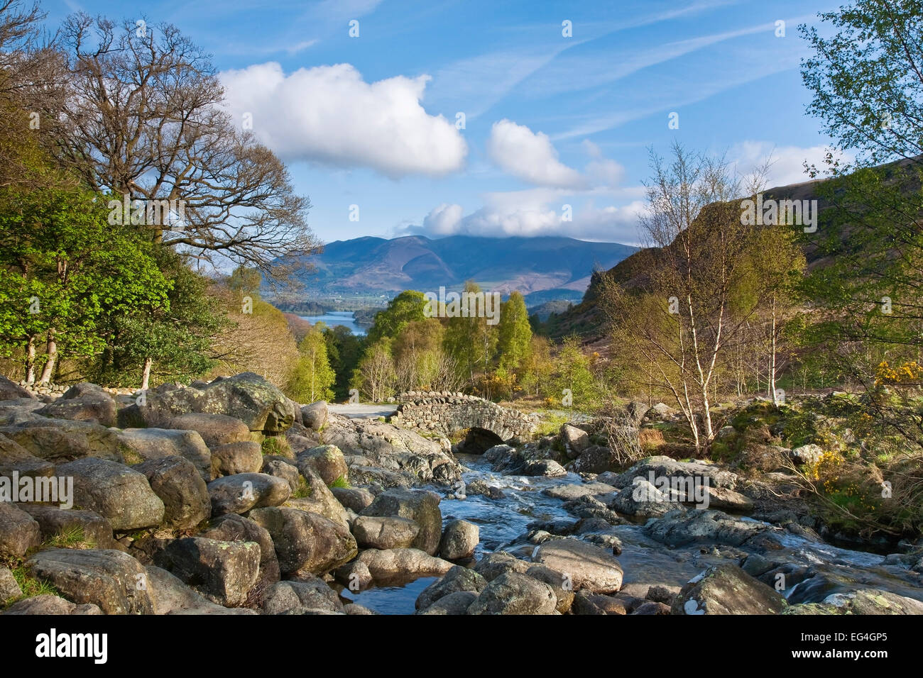 Ashness Bridge, Keswick, Lake District, Cumbria, Angleterre, Royaume-Uni Banque D'Images