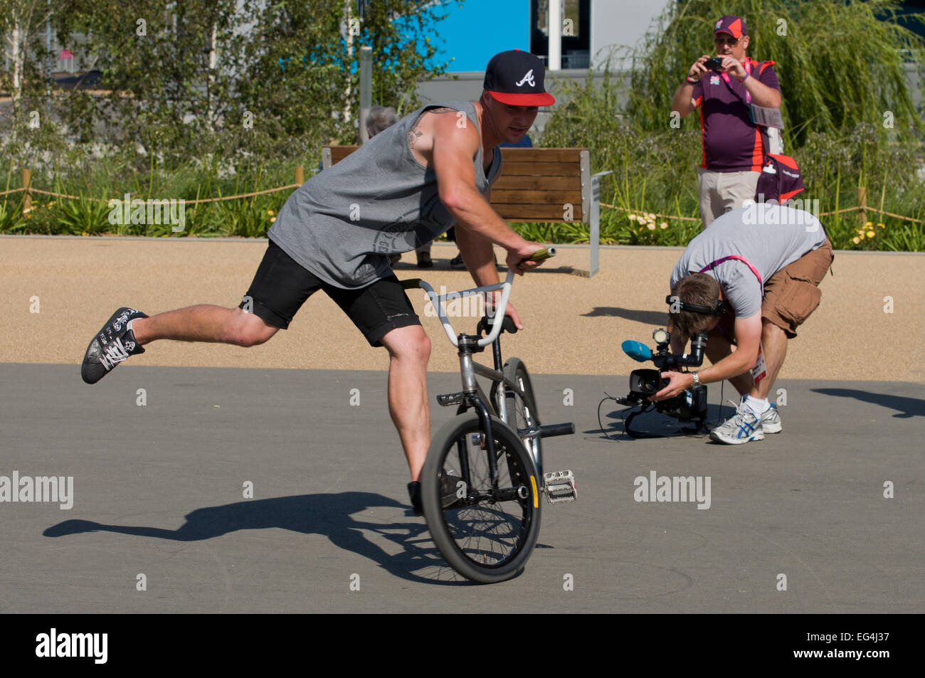 Rider BMX aux Jeux olympiques 2012, Londres, Angleterre Banque D'Images