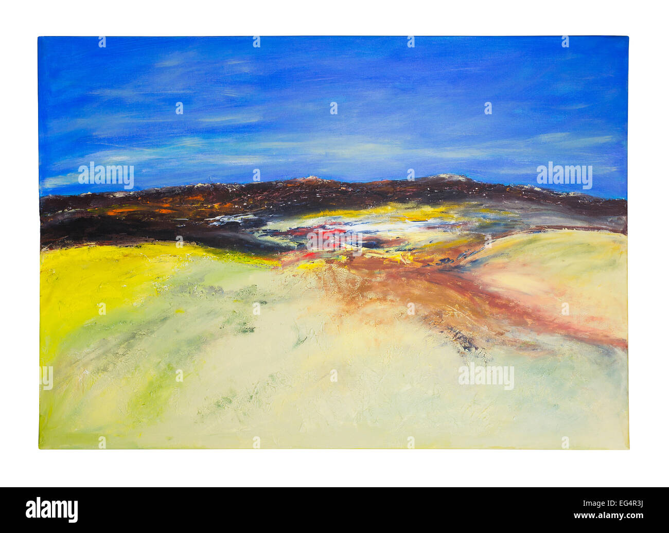 Paysage de collines, de désert et ciel nuageux Peinture Banque D'Images