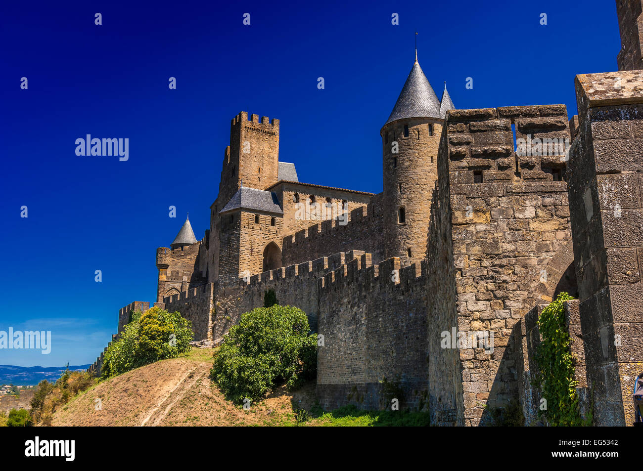 Chateau et remparts de la cité de Carcassonne Aude France 11 Banque D'Images