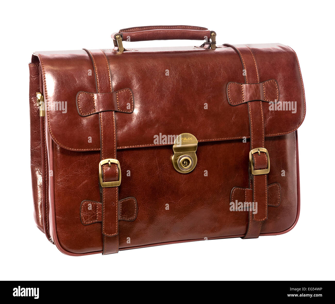 Porte-documents en cuir marron / Beige Banque D'Images
