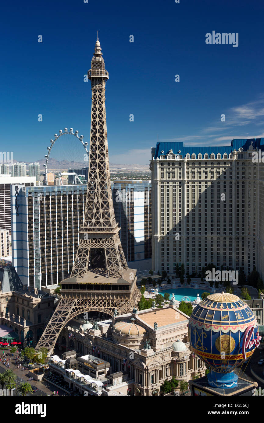 Hôtel-CASINOS BELLAGIO PARIS PARIS LE STRIP LAS VEGAS SKYLINE NEVADA USA Banque D'Images