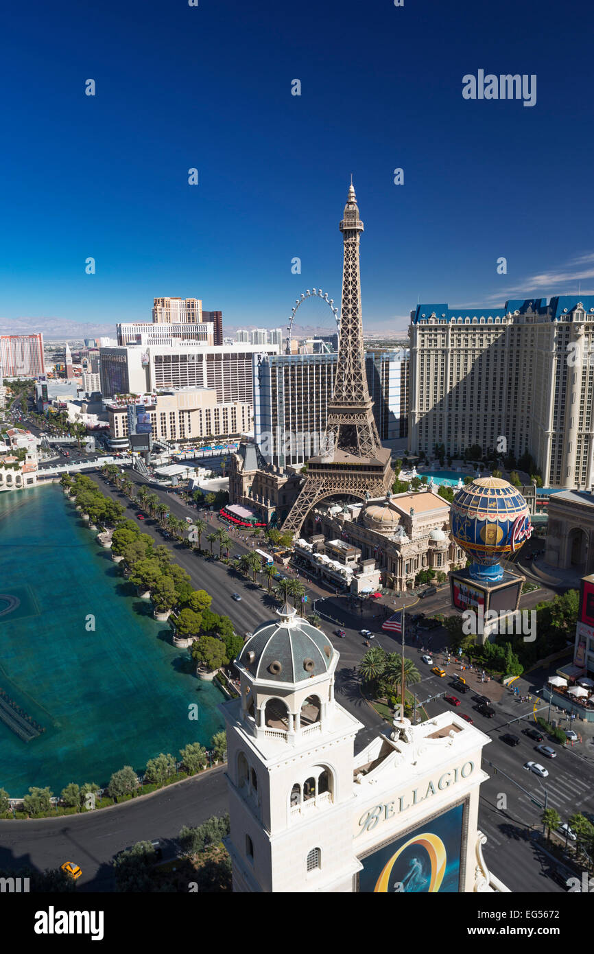 Hôtel-CASINOS BELLAGIO PARIS PARIS LE STRIP LAS VEGAS SKYLINE NEVADA USA Banque D'Images