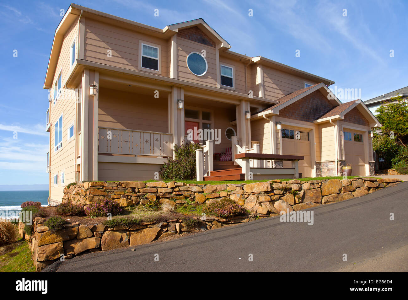 L'immobilier sur la plage à Lincoln City dans l'Oregon. Banque D'Images