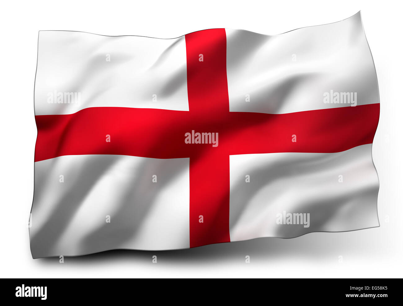 Waving Flag de l'Angleterre isolé sur fond blanc Banque D'Images