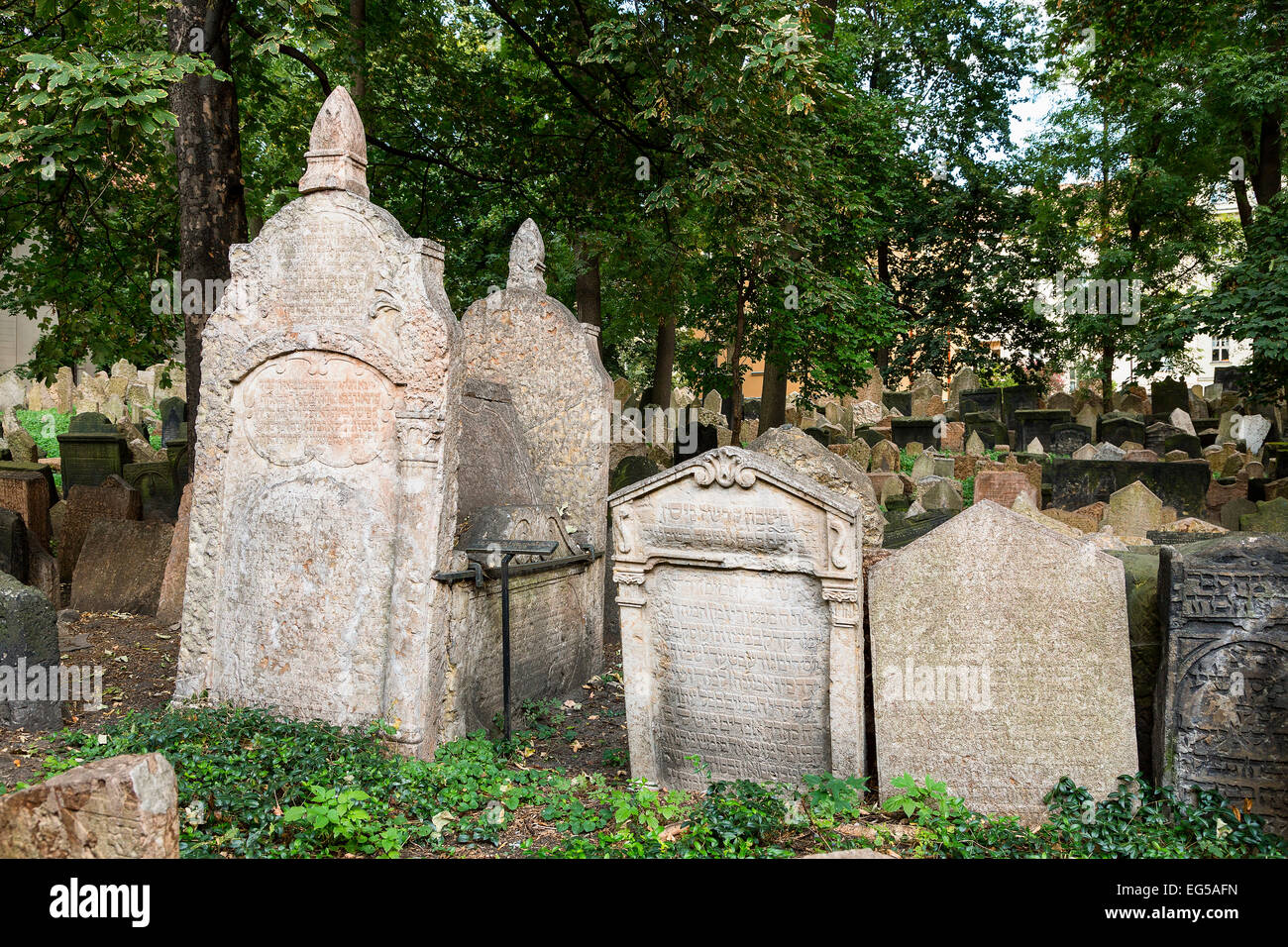 Vieux cimetière juif de Prague, Banque D'Images