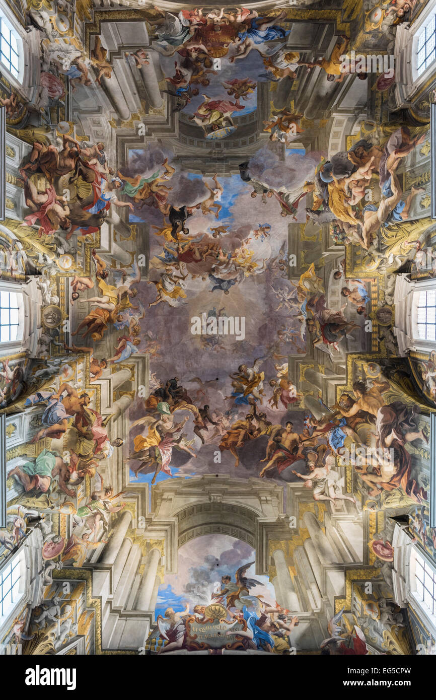 Rome. L'Italie. Eglise de Saint Ignace de Loyola au Campus Martius. Plafond en trompe-l'œil par Andrea Pozzo. Chiesa di Sant'Ignazio di Loyola. Banque D'Images