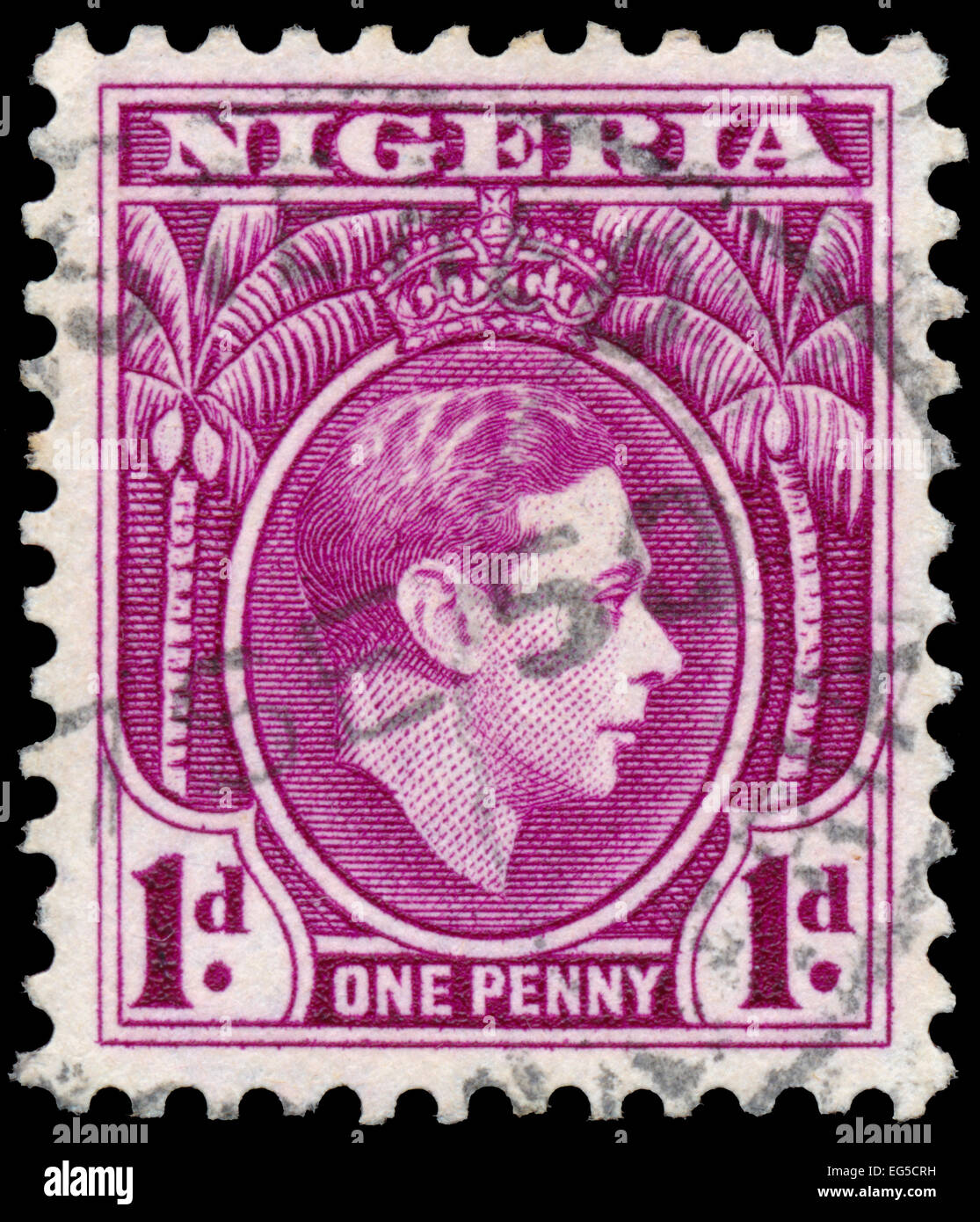 Nigéria - circa 1946 : timbre imprimé au Nigéria montre image du roi George VI, série, vers 1946 Banque D'Images