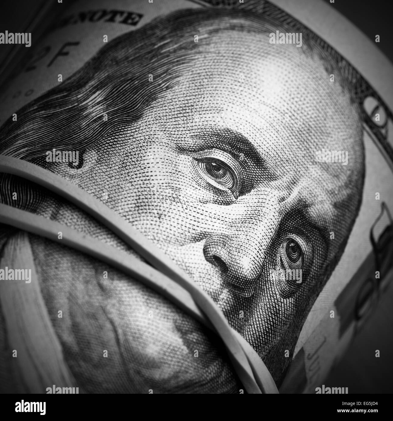 Rouleau de billets de close-up - de l'argent gardez silence concept Banque D'Images