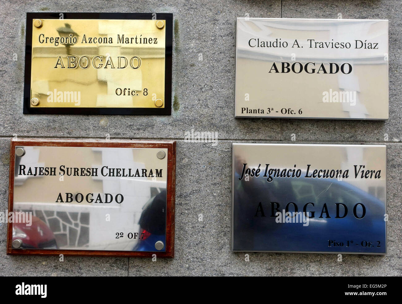 Plaques en dehors de bureaux des avocats à Las Palmas de Gran Canaria, Îles Canaries, Espagne Banque D'Images