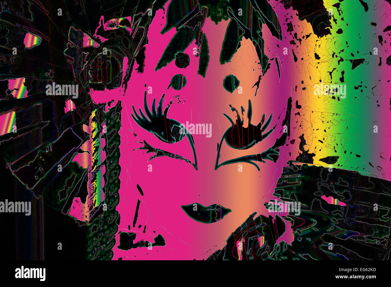 1;RÉSUMÉ DAME;;adultes femme adultes;femmes adultes;adultes;après la tombée de la;art;atelier d'artiste;des studios d'artistes;;couleur NOIR couleur;illustration Banque D'Images