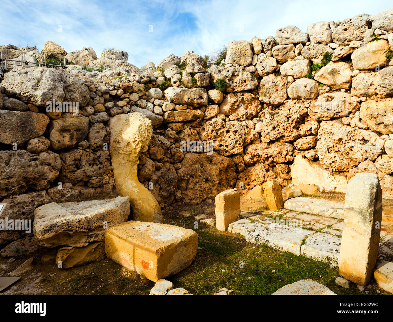 Temples de Ggantija ruines près de Xaghra - l'île de Gozo, Malte Banque D'Images