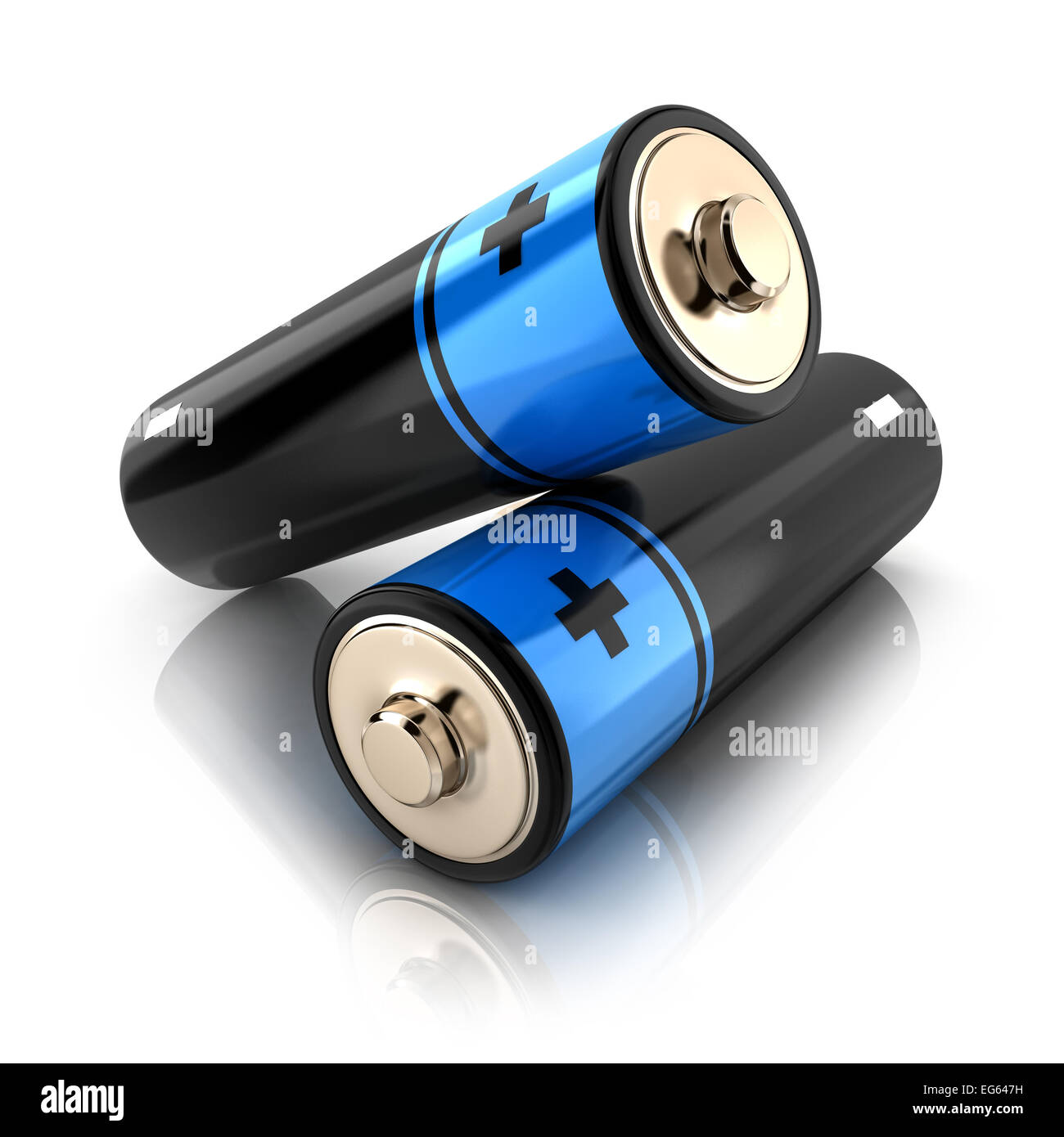 Deux types de batteries bleu (fait en 3d) Banque D'Images